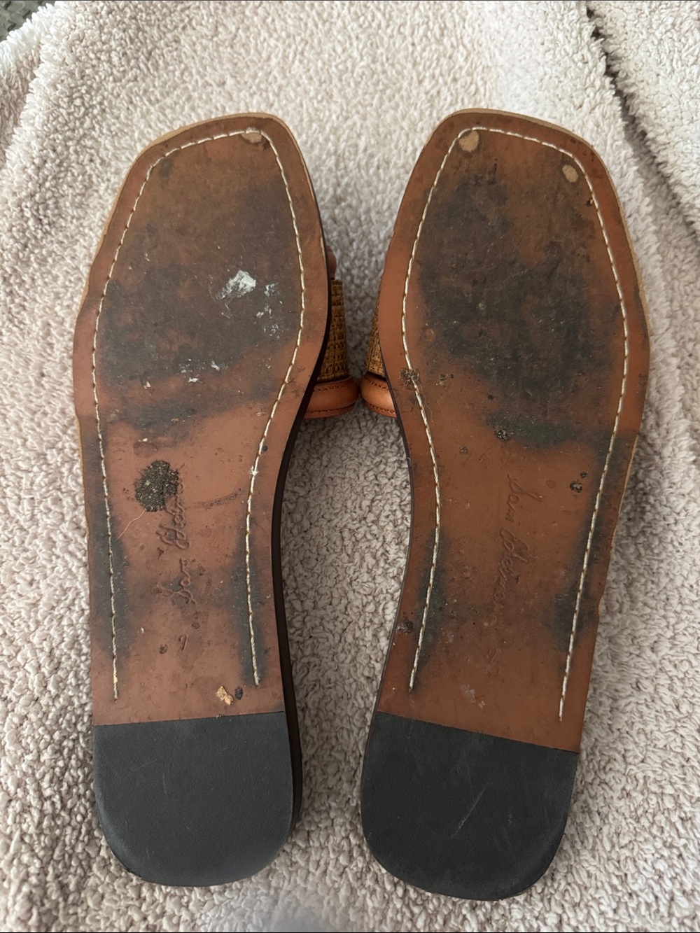 Sam Edelman Brown Woven Leather Slide Sandals - Picture 4 of 6